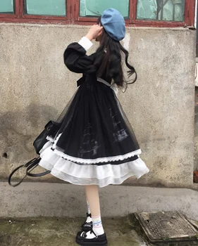 Femei Rochie De Vară Japoneză Departamentul Colegiul Stil Navy Arcul De Guler De Dantelă Lolita Plasă De Rochii De Femeie Noapte De Petrecere Cosplay Haine
