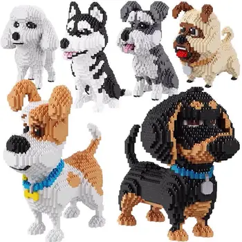 Micro Particule De Asamblare Animale De Companie Animale De Desene Animate Drăguț Câini Model Blocuri Câine Husky Copii Jucarii Pentru Copii Cărămizi