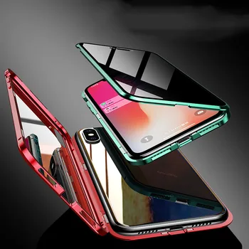 360 de Protecție a vieții private Sticlă Metal Magnetic de Caz Pentru iPhone XS Max XR XS X 7 8 6 6S Plus Anti-Peeping Caz Pentru iPhone 11 Pro Max