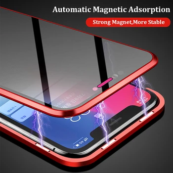 360 de Protecție a vieții private Sticlă Metal Magnetic de Caz Pentru iPhone XS Max XR XS X 7 8 6 6S Plus Anti-Peeping Caz Pentru iPhone 11 Pro Max