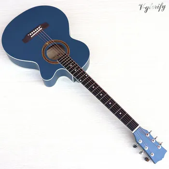 39 inch albastru plin basswood body acustice chitara electrica cu 6 corzi chitara folk