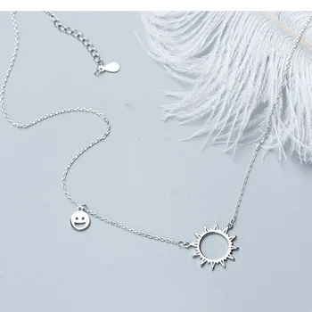 Design Coreean Soarele Zâmbet Farmec Guler Coliere Pentru Femei Argint 925 Bijuterii Cadouri