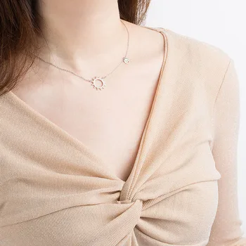 Design Coreean Soarele Zâmbet Farmec Guler Coliere Pentru Femei Argint 925 Bijuterii Cadouri