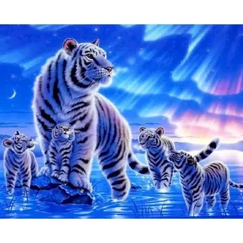 De Numere tigru Alb de BRICOLAJ Pentru Adulți, Decor Acasă Pictură în Ulei De Numere Animale HandPainted Poze Cadou de Arta Decor