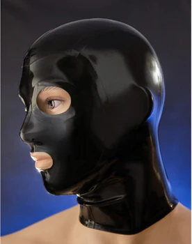 Unisex Negru din latex Uniformă capota Fetish cauciuc costume masca cu ochii deschiși și gura plus dimensiune vânzare Fierbinte Personaliza serviciu