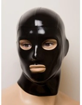 Unisex Negru din latex Uniformă capota Fetish cauciuc costume masca cu ochii deschiși și gura plus dimensiune vânzare Fierbinte Personaliza serviciu