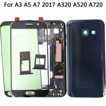 Pentru Samsung Galaxy A3 A320 A5 A520 A7 A720 2017 Spate Capac Baterie+Mijloc Rama+Geam Frontal Panoul Exterior+Camera Carcasa