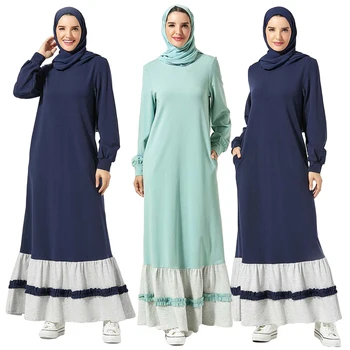 Noi Abaya Dubai Zburli Mult Sport T-shirt Rochie de Femei Musulmane Caftan Arabe Caftan jilbab-ul Rochie Casual Patchwork Rochie cu Maneci Lungi
