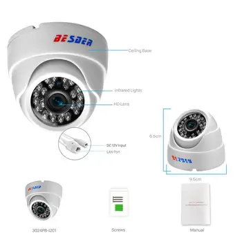 BESDER 2.8 MM Unghi Larg Camera IP 720P/1080P P2P H. 264 Onvif Mici CCTV de Interior Dome de Supraveghere cu Camera Video RTSP POE 48V XMEye