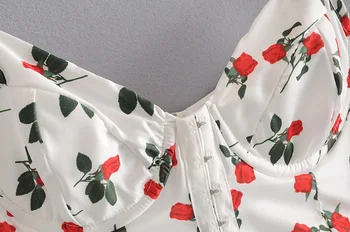 Noi de moda rochie de imprimare florale femei franceză vintage curea de spaghete elegant fara spate cu fermoar chic rochie mini femme vestidos