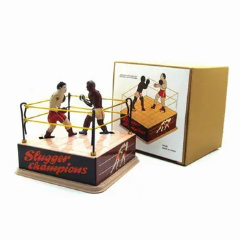 Stil Vintage Tin Toy Box Wrestling Ring Boxeri cu Wind-Up-Cheie Retro Cadou R7RB
