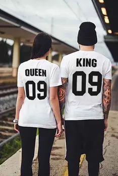 Skuggnas Regele și Regina Cupluri tricouri Set Regele Regina 09 Moda Potrivire Tricouri Maneca Scurta Tumblr tricouri Cuplu tricouri