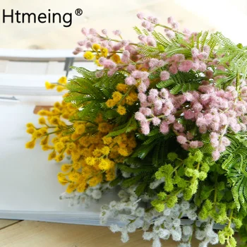 Flori artificiale Mimosa Buchet fuzzy de simulare de plantare DIY nunta decor acasă planta Coroane de flori