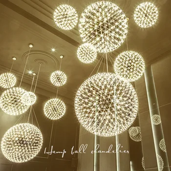 Modern Loft scânteie mingea Pandantiv cu LED-uri de Lumină de Artificii Bilă din oțel inoxidabil pandantiv Lămpi de Argint Agățat Lămpi de iluminat pasă AC110-240