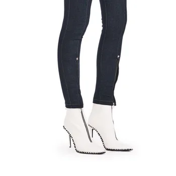 Brand de lux de Design Nit cu Fermoar pentru femei Cizme pentru Femei de Moda Elegant Tocuri Subtiri de Mare Doamna Glezna Cizme Platforma Gladiator Tocuri de 8cm