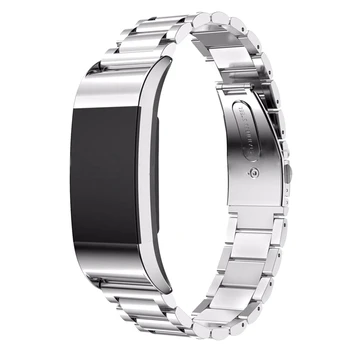 HOT-schimb de Lux din Oțel Inoxidabil Ceas Banda Curea Pentru Fitbit Charge 2, Argintiu