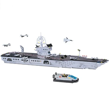 Bloc militar seria portavion navă de război asamblate building block model de jucărie