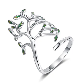 Dimensiuni reglabile Frunze Verzi Argint 925 cu Degetul Cuplu Inel Pentru Femei Bijuterii de Nunta jz423