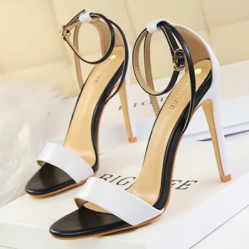 BIGTREE Pantofi din Piele Pu de Înaltă Tocuri 2021 Noi Femeile Tocuri Sexy Stilet Tocuri De 11 Cm Pantofi de Partid de Culoare de Potrivire Femei Sandale