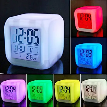 7 LED-uri de Culoare Schimbare Digital Stralucitoare Ceas Deșteptător Lumina de Noapte pentru Dormitorul Copilului FIERBINTE ceas digital de alarmă gadget-uri electronice
