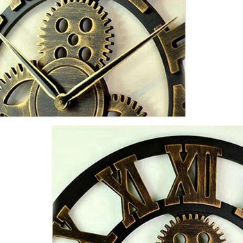 Fierbinte 3D de mare clasic vintage ceas de perete din lemn retro gear ceas agățat numeral Roman, maramureș stil European decor camera de zi