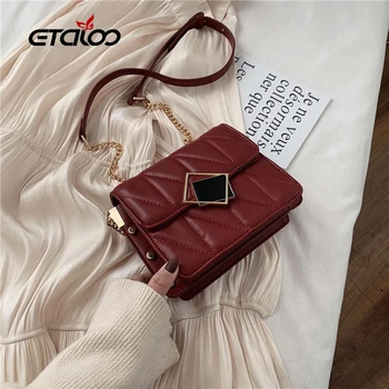 2020 Noua Moda Simplu Pătrat Mic sac de Femei Geantă de mână de Designer de Înaltă Calitate PU piele Ciucure Lanț de Saci de Umăr