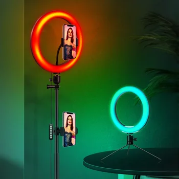 Pline de culoare RGB Led-uri de Lumină Inel de 10 inch de Control de la Distanță Cerc Lampa cu Suport de Telefon si aparat Foto Trepied Suport Pentru înregistrări video Selfie