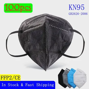 10-100buc Măști Certificate KN95 Masca de Fata 5 Straturi de Filtrare ffp2 Masca Neagra de Protectie FFP3 Faciale Acoperi Livrare Rapida