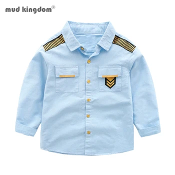 Mudkingdom Tricouri de Baieti Primavara Toamna cu Maneci Lungi Rever Marinei Stil de Haine pentru Copii Bluze Casual pentru Baieti