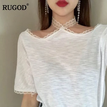 RUGOD 2019 New Sosire Casual Halter Femei T shirt Primavara-Vara Elegante Femei Topuri cu Maneci Scurte Doamna T Shirt camiseta feminina