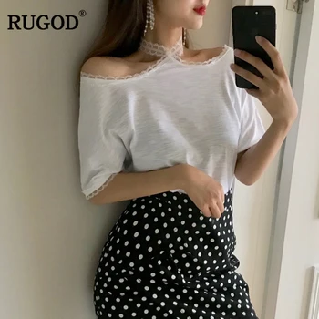 RUGOD 2019 New Sosire Casual Halter Femei T shirt Primavara-Vara Elegante Femei Topuri cu Maneci Scurte Doamna T Shirt camiseta feminina