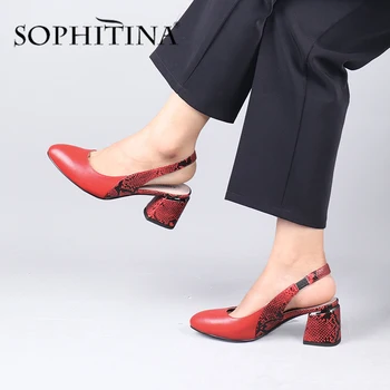 SOPHITINA Pompe de Înaltă Calitate Femei Confortabil Tocuri Groase de Moda a Subliniat Toe Pompe Model Sarpe Pantofi Pantofi Femei SC711