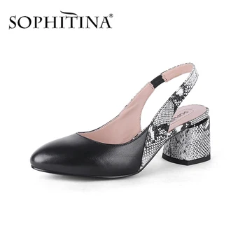 SOPHITINA Pompe de Înaltă Calitate Femei Confortabil Tocuri Groase de Moda a Subliniat Toe Pompe Model Sarpe Pantofi Pantofi Femei SC711