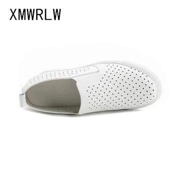 XMWRLW Ascunse Toc Femei Haimana 2020 Primavara-Vara Casual Slip on Adidasi Femei Pantofi Albi din Piele de sex Feminin Pantofi Loafer