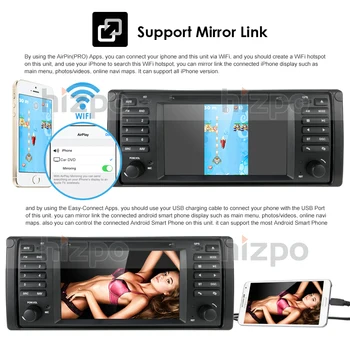 Android 10 7 inch, 1GB 16GB 2 din Masina Multimedia Radio Casetofon DVD navigatie GPS audio pentru BMW E39 E53 X5 suport WIFI, Bluetooth