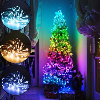 Noi Anul 2021 RGB LED String Bandă de Lumină de Crăciun Decorare Copac Lumini de Control de la Distanță App Decoratiuni de Craciun 2021 Accesorii