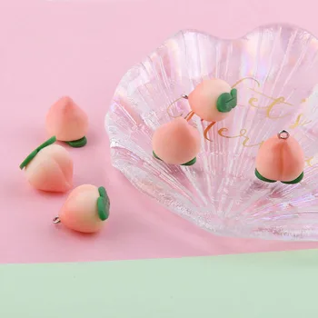 10buc DIY Bijuterii Accesorii Răcoritoare Ceramice Roz Piersica Farmece Drăguț de Fructe de Piersici Rășină Pandantive Fete Bratara Cercei Plutitoare FX790