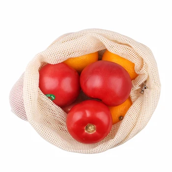 Fructe Net Bag 3pcs/Set Bumbac Natural de Legume Fructe Ochiurilor de Plasă Pungă Pentru Super Market Fabrica de Vânzare Directă Pot Fi Personalizate