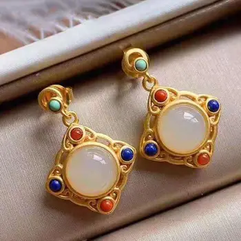 Naturale și Tian Baiyu deschide inel reglabil stil Chinezesc antic instanța națională stil colorat nobile femei bijuterii