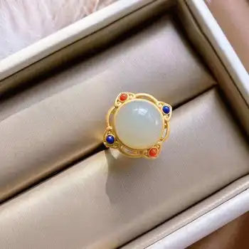 Naturale și Tian Baiyu deschide inel reglabil stil Chinezesc antic instanța națională stil colorat nobile femei bijuterii