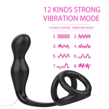 OLO Anal Vibrator cu Inel Penis 12 Viteza Dildo Butt Plug Ejaculare Întârziată de Prostata pentru Masaj Jucarii Sexuale Pentru Bărbați Produse pentru Sex