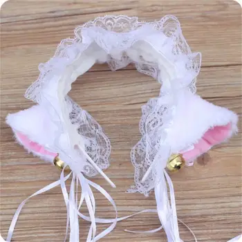 Femei lolita Menajera dantelă papion urechi de pisică benzi panglică doamnei pălării de păr accesorii headwrap anime accesorii