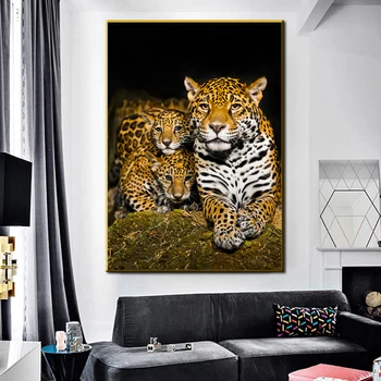 Wild Jaguari cu Copilul Jaguar Panza Pictura si Printuri de Arta de Perete Postere Imaginile pentru Camera de zi Acasă Cuadros Decor