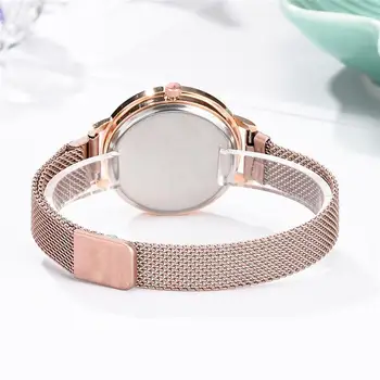 Femei Ceasuri De Moda De Lux Diamant Femei Cuarț Ceas Din Oțel Inoxidabil Plasă De Curea Cataramă Magnetică Ceasuri De Mana Orologio Donna