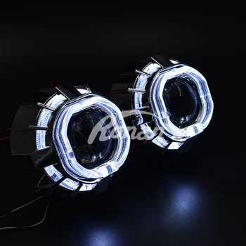 Ronan 2.5 inch Bi xenon proiector minii H1 lentilă dual LED angel eyes alb albastru rosu galben pentru cay styling retrofit faruri