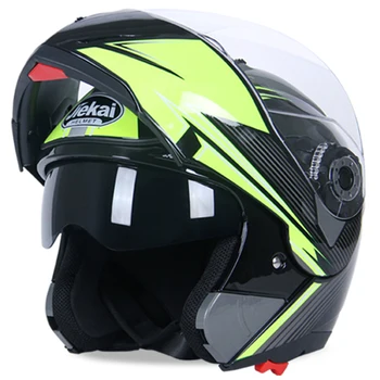 Jiekai Motocicleta Flip-Up Casca de Siguranță Dublu Obiectiv DOT ECE Moto Motocicleta Casca cu Interior Parasolar Căști de protecție
