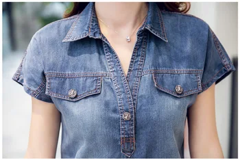 Clobee 2020 Rochie Denim Plus Dimensiune Îmbrăcăminte Pentru Femei Blue Jeans Shirt Rochii Doamnelor Birou Vrac Rochie De Vara Vestido Femininos Y67