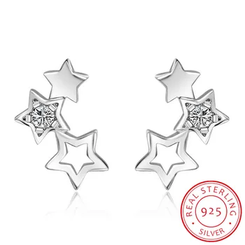 New Sosire Argint 925 Stea stralucitoare Cubic Zirconia Mici Cercei Stud pentru Femei Cercei Moda Bijuterii SCE437
