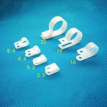 100BUC Nailon alb Cablu de Furtun Tip P Clemă Clipuri Clip C R 6.4 mm, 1/4