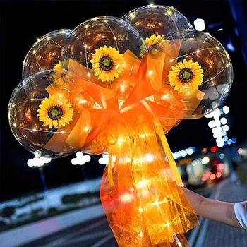 LED Floarea-soarelui Stralucitoare Balon Artificial Buchet Luminos Transparent Baloane DIY de Crăciun Petrecere de Nunta de Decorare